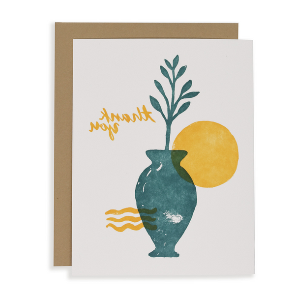 Mediterranean Sun Thank You Letterpress Card